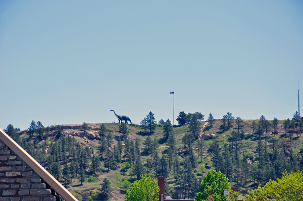 big dinosaur at Dinosaur Park on the hill
